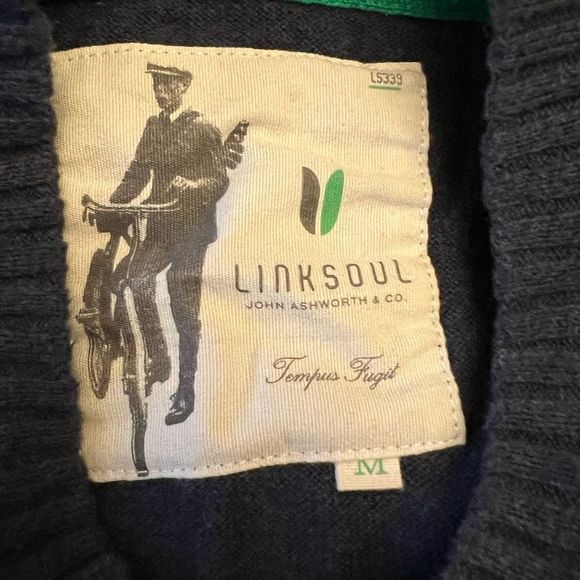 Linksoul Button Henley Cashmere Kissed Sweater with Pockets in Navy Blue Size M - Picture 10 of 12